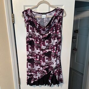 Purple Asymmetrical Ruffled Blouse